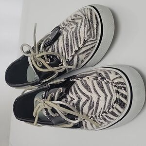 Sperry Zebra Sequin Deck Shoes, size 9